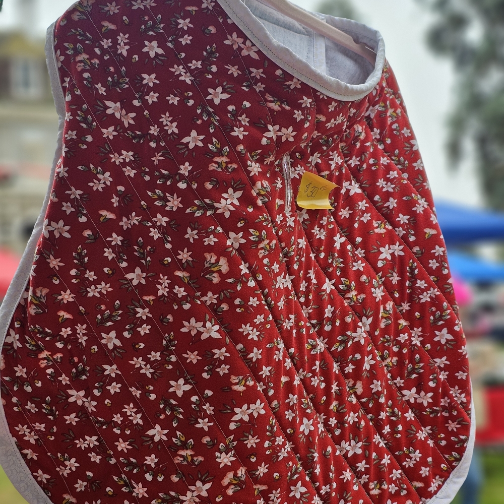 Upcycled And Custom Floral Quilted Dog Top...Adjustable With Velcro